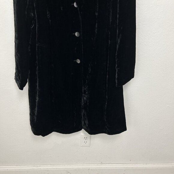 J Jill Velvet Sz 3X Black Mid Length Evening Goth Jacket Coat Embroidery Button - Picture 5 of 9